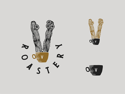 V Roastery 02 branding cactus coffee illustration logo mark