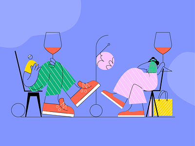 Friends drink red wine everyday by ivy- on Dribbble