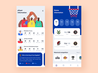 Sports interface NBA interface
