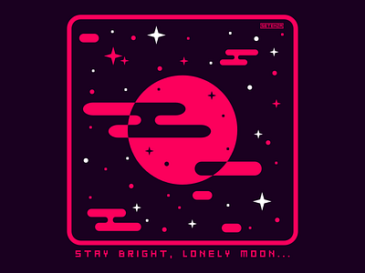 Stay Bright, Lonely Moon design original art setenzaart stars vector vector art vectorart