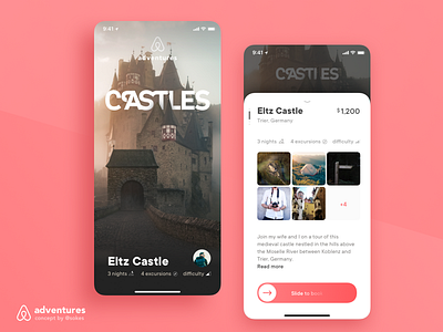 Airbnb Adventures Concept / Static 1 airbnb book cards castle ios mobile slide ui ux