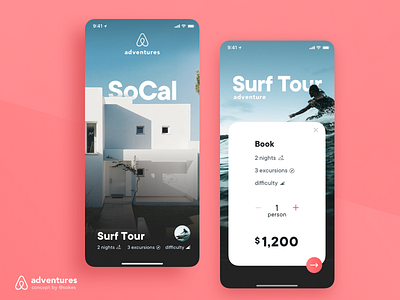 Airbnb Adventures Concept / Static 2 airbnb book cards ios mobile slide ui ux