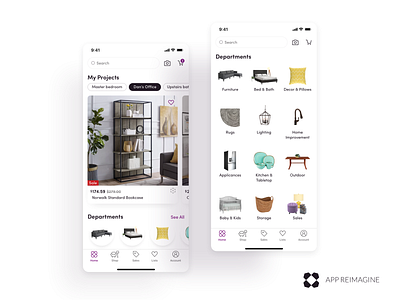 Wayfair App Reimagined - Home & Departments android design ecommerce furniture ios mobile ui uxui