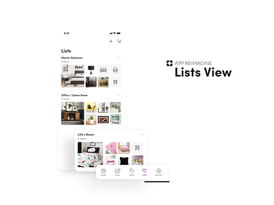 Wayfair App Reimagined - Lists View