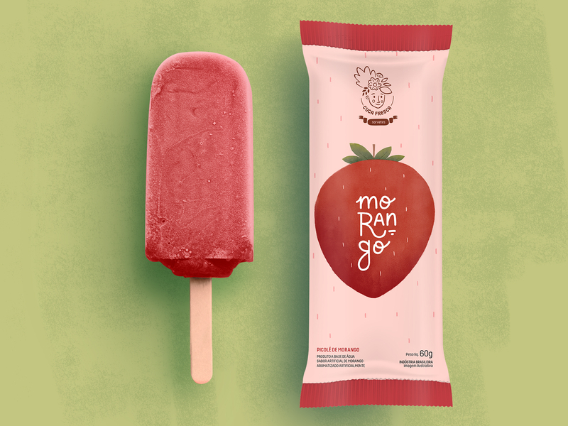 Ice cream package brand branding design dribbble food food and drink fruit fruit illustration fruits ice cream icecream illustration logo mockup pack package packaging popsicle strawberry visual identity