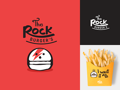 The Rock Burger's brand brand design branding burger burger logo character handlettering icon illustration logo logotype mascot mascot logo minimal rock simple skull type typography vector