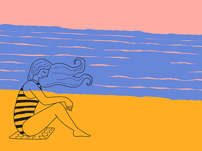 Beach girl beach branding cartoon character colorful flat girl girl illustration illustration minimal quirky simple simple illustration ui ux vector wind woman woman illustration women