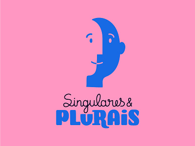 Singulares & Plurais brand brand identity branding color face flat head icon illustration logo logotype mark minimal pink podcast simple simple logo type typeface visual identity