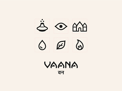 Vaana - Icon set brand brand design brand identity branding branding design flat icon icon design icon set iconography icons illustration logo mark minimal simple ui ux vector visual identity