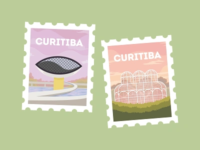 Curitiba Postal architecture city city illustration colorful curitiba design flat icon illustration minimal post postal postcard poster seal simple travel traveling trip vector