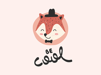 Be cool - Fox Pop Kids animal baby cartoon colorful cute flat fox fun icon illustration illustrator kid lettering mark mascot minimal pink simple sticker vector