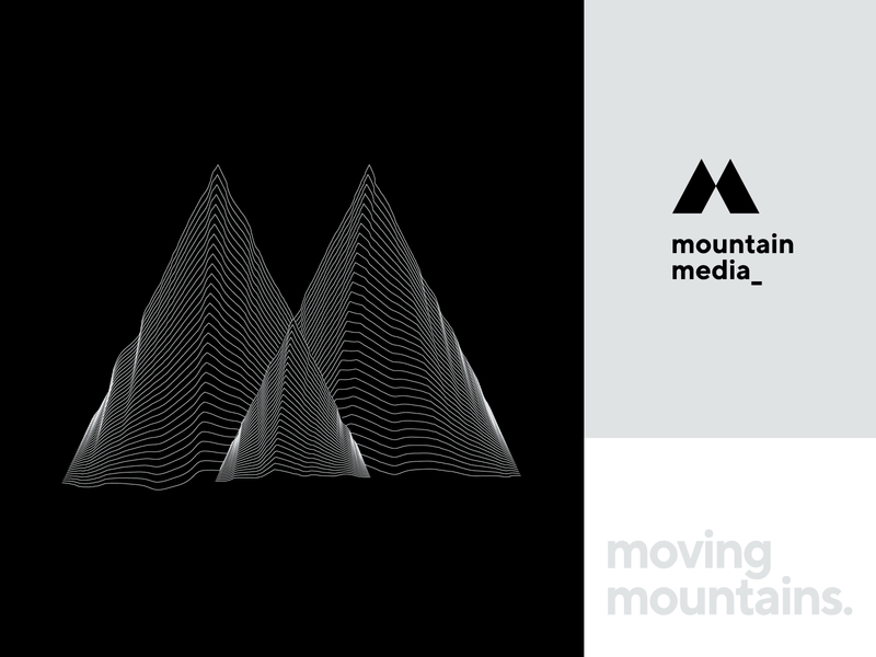 Mountain Media apple black brand branding design flat icon lettermark logo logotype m mark minimal minimalist mo monogram mountain simple symbol visual identity