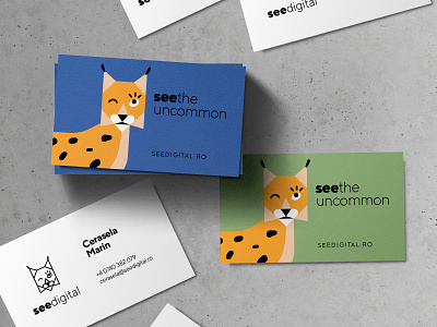 See Digital | Business Cards animal branding business card card design flat geometric graphic design illustration logo lynx mascot millenial minimal print design romania simple visual identity
