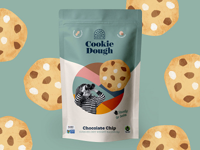 Cookie Dough Packaging branding collage cookie design flat food illustration minimal mockup pack package packaging pattern simple vector visual identity