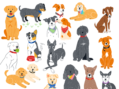 Dog set illustration animal branding cartoon cute design dog dogs flat illustration mascot minimal pattern puppy simple vector