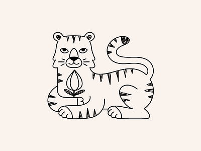 Vedic Tiger animal ayuervedic badge branding design flat health icon illustration india logo mascot minimal simple sticker tiger vector