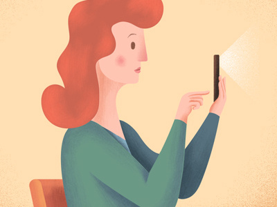 Illustration for HelpMe App - Preview1 character digital paint flat iu picture redhair smartphone subway ux warm woman
