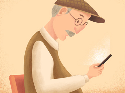 Illustration for HelpMe App - Preview2 character digital paint flat glass iu man old man smartphone subway ux warm woman