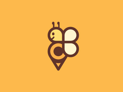 Bee Happy Tour & Travel animal bee branding icon logo mascot minimal pin simple tourism visual identity yellow
