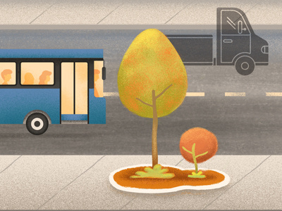 São Paulo Illustrations - Traffic app architecture brazil bus candy colours city colorful digital paint illustration tree ui ux