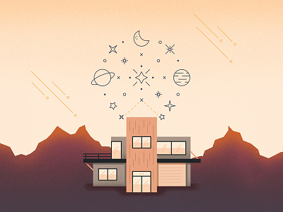 Supernova Arch architecture digital art house icon mars planet simple space star ui ux warm
