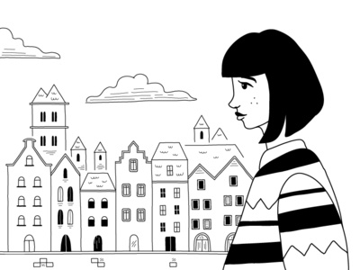 Black and white illustration - Gdansk