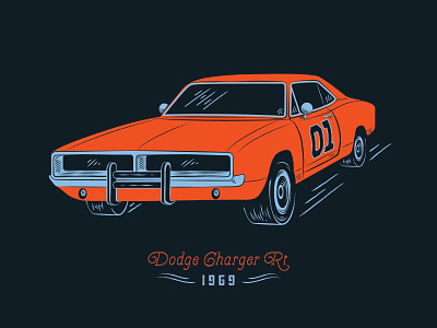 Muscle cars - Dodge Charger RT 60 car car club draw engine flat illustration minimal muscle muscle car simple ui ux vector vintage car