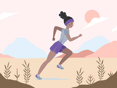 Runner Character animation app black woman character colorful design flat illustration landscape minimal runner running app simple sport app sports app ui ux vector web woman