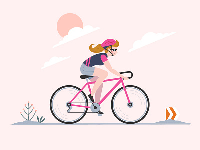 Cyclist Character animation app bike bike ride bycicle character colorful flat illustration minimal simple sport sport app ui ux vector web website woman woman illustration