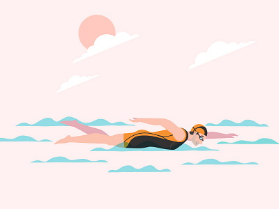 Swimmer Character animation app app animation charachter design character flat illustration minimal simple sport sport app sports sports app swiming swimmer ui ux vector web website