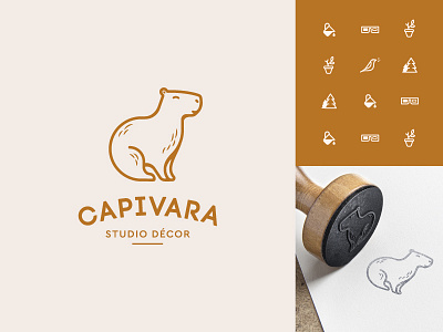 Capivara Studio Decor animal logo brand branding capybara flat icon icon artwork icon logo illustration logo logo a day mark minimal simple symbol symbol icon symbol icon mark ui ux visual identity