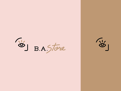 B.A. Store branding cubism eye logo eyebrow flat font icon identity letters logo logotype mark minimal pink logo simple type typography visual identity woman logo