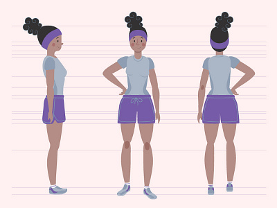 Character turn around animation app app animation app illustration cartoon charachter character character concept flat illustration ilustracao minimal simple ui ux vector web website woman woman illustration