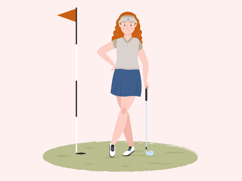Woman Golfer colorful app illustration golfer golf woman illustration woman character design sport app sport website animation web app character illustration ui ux flat simple minimal