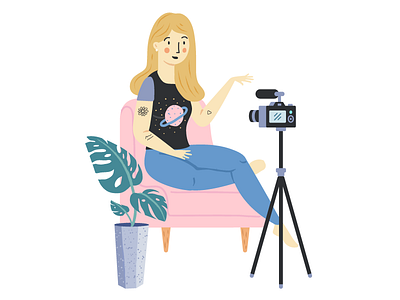 Youtuber - Character design for app animation app illustration character flat girl character girl illustration illustration minimal simple ui ux vector web web illustration website woman woman illustration woman portrait women youtuber