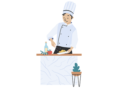 Chef - Character design for app animation app app icon app illustration cartoon character chef cooking flat food food app illustration minimal simple ui ui illustration ux vector web website