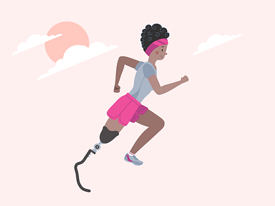 Prosthetic Runner - Woman animation app athlete cartoon character disable flat illustration minimal prosthetic simple sport sport app ui ux vector web website woman woman illustration