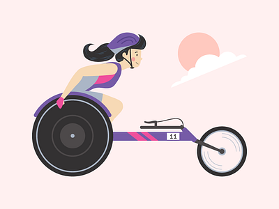 Wheelchair Runner - Woman animation app app illustration cartoon character colorful flat icon illustration minimal simple sport ui ui illustration ux vector web website wheelchair woman