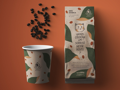 Coffee packaging design branding cat coffe coffee coffee bean coffee shop embalagem illustration leaf lettering mascot mockup pack package package design packaging packaging design pattern pattern design visual identity