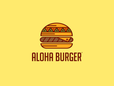 ALOHA BURGER art brand branding burger design graphic hawaii icon identity illustration logo mark