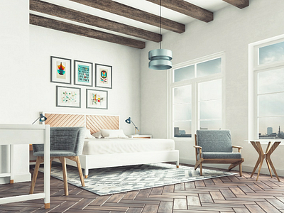 Scandinavian Studio 3d art interior design scandinavian simple space