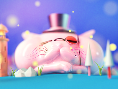 Jazz cat c4d illustration