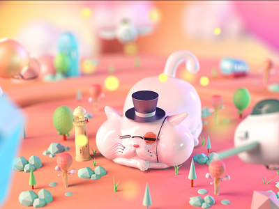 Jazz cat-2 c4d illustration