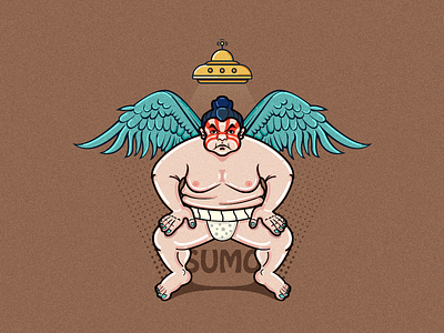 SUMO angel illustration sumo ufo