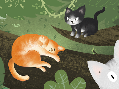 DAY 06.CAT.cat.three kittens cat illustration