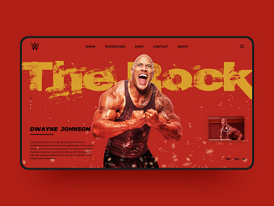 The Rock WWE Web Design color design red simple social media sport sport web the rock visual web web design wwe