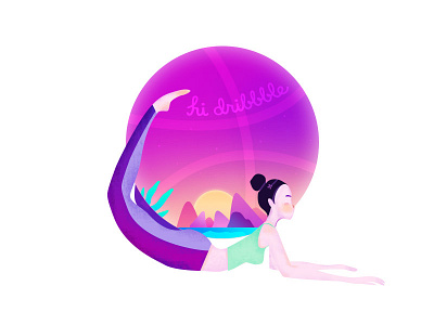 Hi Dribbble ball colors design dribbble girl hi illustration text yoga