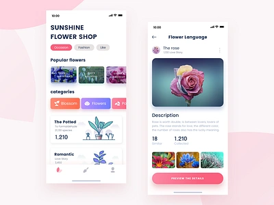 Flower shop design details page flower home icons illustration ios potted plant roce seeds shop ui ux