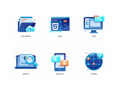 Icon illustration Set abstract app documents flat global html icons illustration message mobile modern search simple ui ux web website