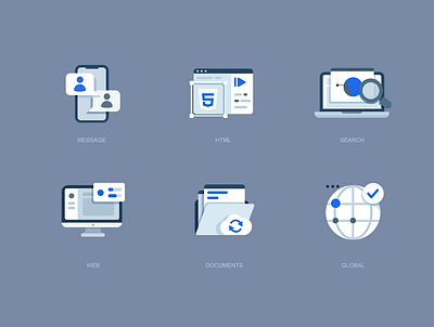 Icon illustration Set app clean document global html icons illustration messages search simple ui ux web